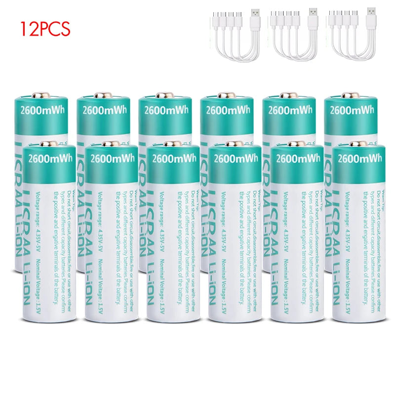 MATOV 1.5V AA USB Type-C Rechargeable Battery - 2600mWh
