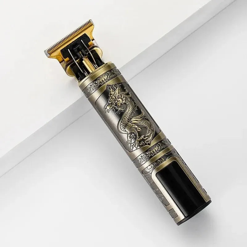 Decorative hair clipper with dragon design on a white background
