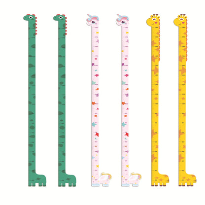 Set of four colorful animal-themed rulers on a white background