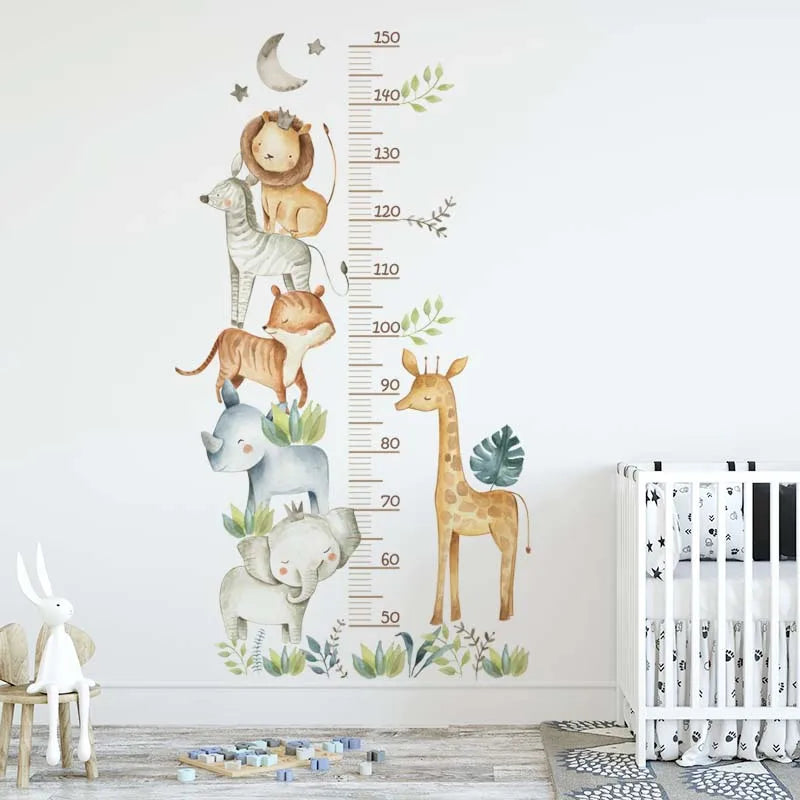 Adorable Animal Height Chart Wall Stickers for Kids Room