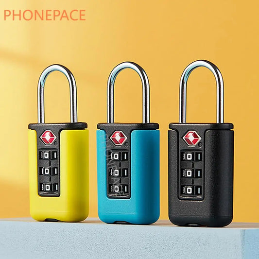 Three colorful combination locks on a yellow and blue gradient background with 'PHONEPACE' branding.