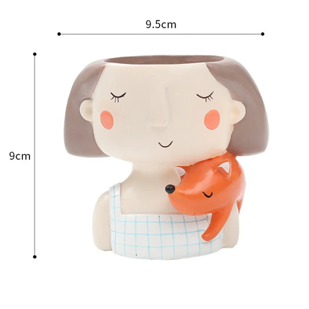 Resin Girl Figure Succulent Pot