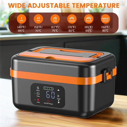 Cordless Electric Lunch Box – Rechargeable Self-Heating Food Warmer (16,000mAh)