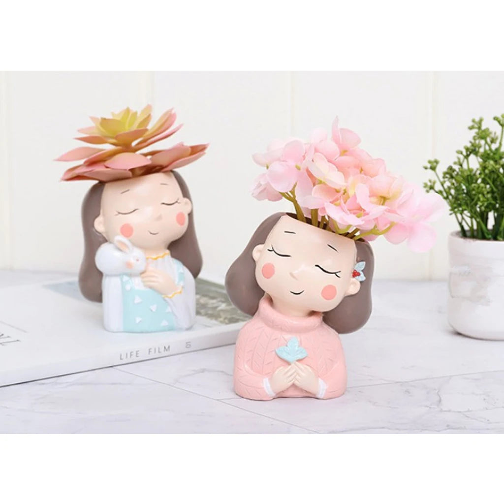 Resin Girl Figure Succulent Pot