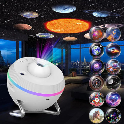 Starry Galaxy Projector - 13 Modes, 6 RGB Lights, Timer & Rotation