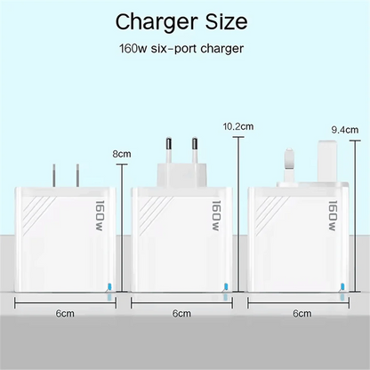 160W Multi-Port USB-C Fast Charger Adapter – EU/US/UK Plug